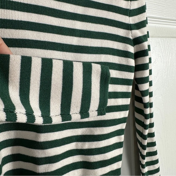 Zara XS green/white striped cropped turtleneck, stretchy, long sleeve - Picture 12 of 14
